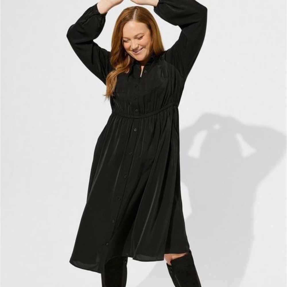 torrid Black Button-Front Midi Dress